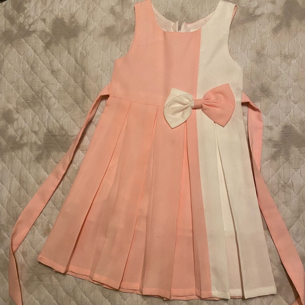 Girls pink and white dress